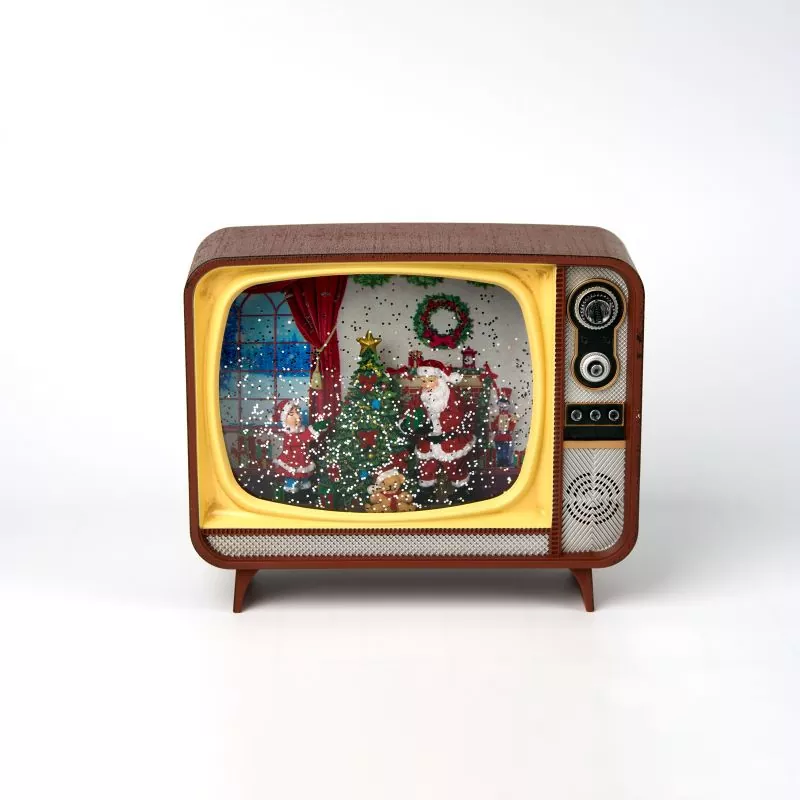 Retro TV Santa Claus snehová guľa